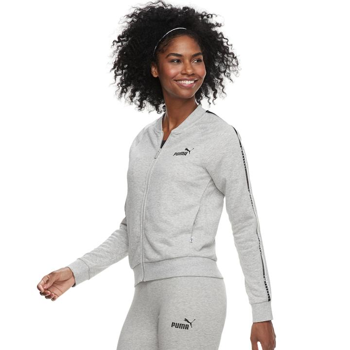 Women's Puma Graphic Tape Full-zip Jacket, Size: Small, Grey