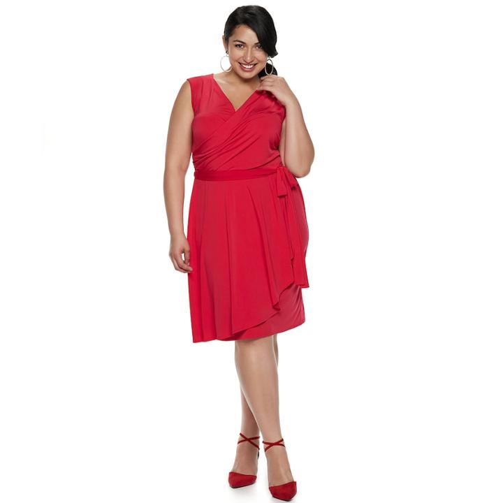 Plus Size Suite 7 Wrap Dress, Women's, Size: 2xl, Dark Pink
