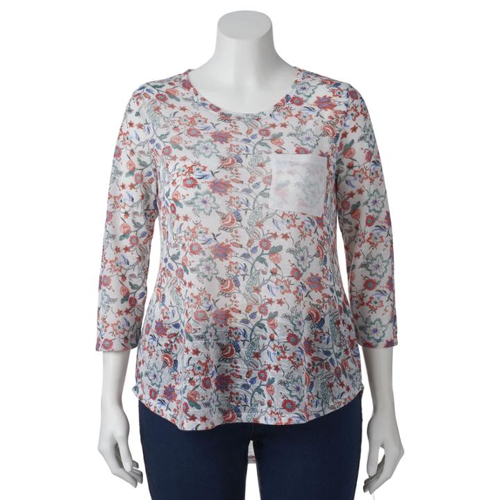 Juniors' Plus Size Wallflower Print Pocket Tee, Girl's, Size: 1xl, White Oth