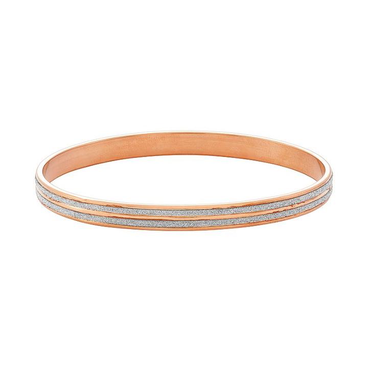 14k Gold Over Silver Textured Bangle Bracelet, Women's, Pink