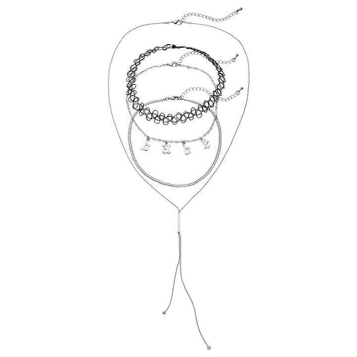 Mudd&reg; Babe & Tattoo Choker Necklace Set, Women's, Silver