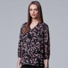 Women's Simply Vera Vera Wang Pintuck Peasant Top, Size: Xl, Dark Blue