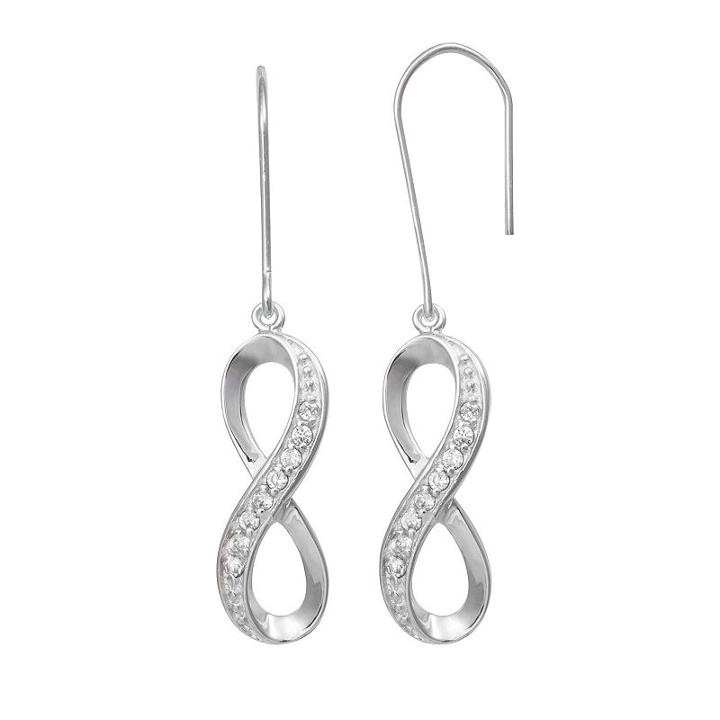 Sterling Silver Crystal Infinity Drop Earrings, Women's, White