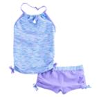 Girls 4-16 Free Country Space-dyed Adjustable Halter Tankini Top & Shorts Swimsuit Set, Size: 16, Lt Purple