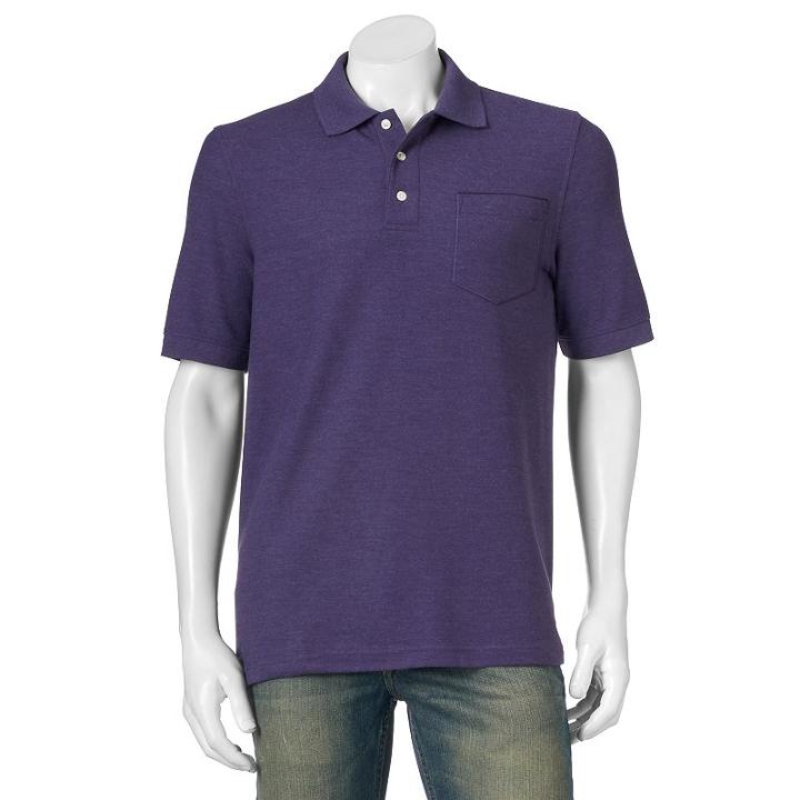 Men's Croft & Barrow&reg; Performance Pocket Pique Polo, Size: Small, Drk Purple