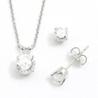 Diamonluxe Sterling Silver 1.95-ct. T.w. Simulated Diamond Pendant And Stud Earring Set, Women's