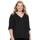 Juniors' Plus Size Candie's&reg; Strappy Shoulder Top, Girl's, Size: 2xl, Black
