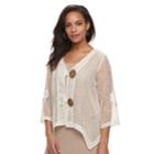 Women's Nina Leonard Sheer Handkerchief Cardigan, Size: Large, White