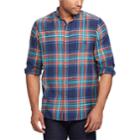 Big & Tall Chaps Regular-fit Plaid Flannel Performance Button-down Shirt, Men's, Size: Xl Tall, Blue (navy)