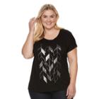 Plus Size Apt. 9&reg; Slubbed Cuffed Tee, Women's, Size: 1xl, Black