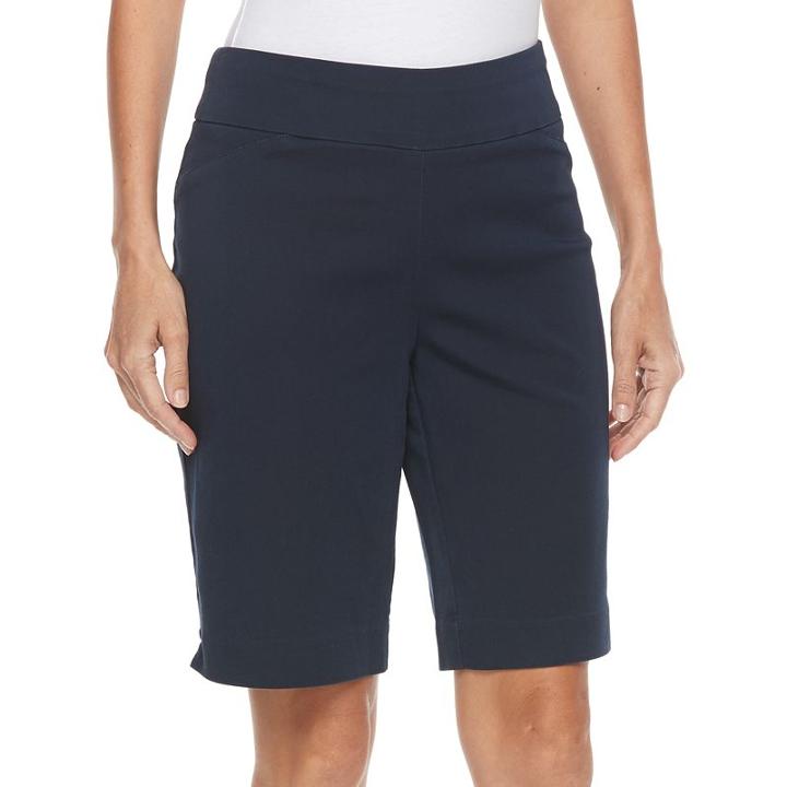 Petite Croft & Barrow&reg; Polished Twill Bermuda Shorts, Women's, Size: 10 Petite, Blue (navy)