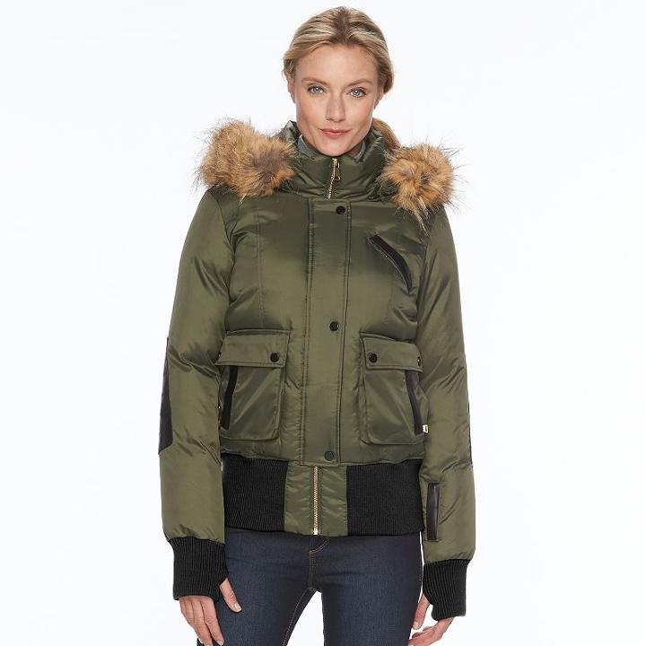 Women's Triple Star Quilted Bomber Jacket, Size: Medium, Lt Green