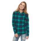 Juniors' So&reg; Flannel Plaid Button-down Shirt, Girl's, Size: Xl, Dark Blue