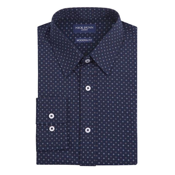 Men's Nick Graham Modern-fit Stretch Performance Dress Shirt, Size: M-32/33, Blue (navy)