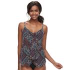 Women's Croft & Barrow&reg; Flyaway Mesh Tankini Top, Size: 16, Patchwork