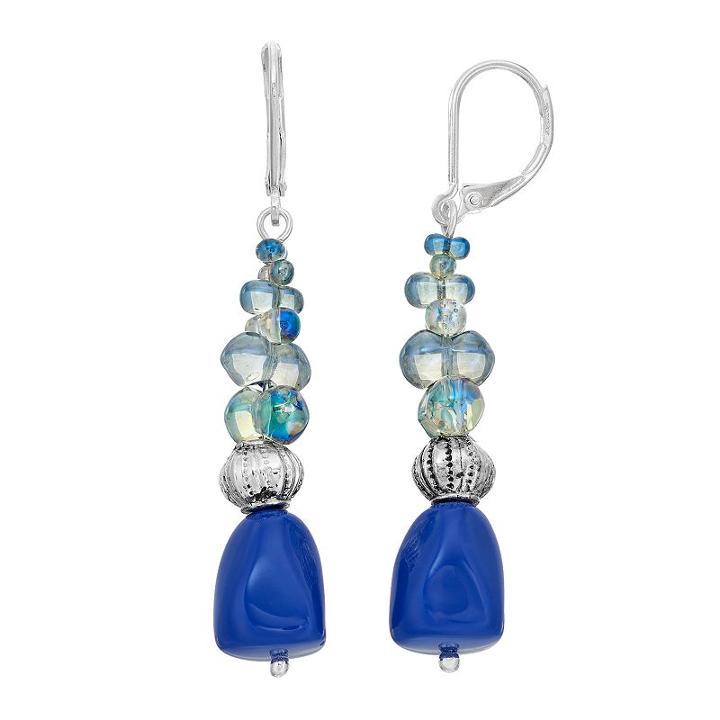 Napier Blue Beaded Linear Drop Earrings, Women's