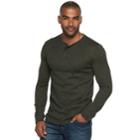 Men's Marc Anthony Slim-fit Slubbed Sweater Henley, Size: Large, Green