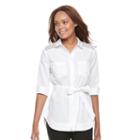 Petite Dana Buchman Tie Waist Shirt, Women's, Size: Xl Petite, White
