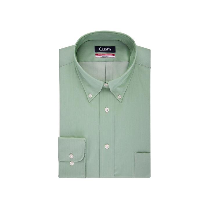 Big & Tall Chaps Regular-fit Herringbone Wrinkle-free Dress Shirt, Men's, Size: 20 35/6t, Med Green