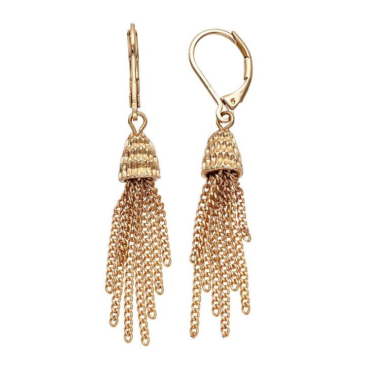 Dana Buchman Textured Tassel Nickel Free Drop Earrings, Women's, Gold