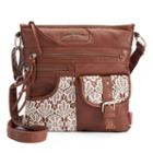 Unionbay Washed Lace Crossbody Bag, Women's, Med Brown