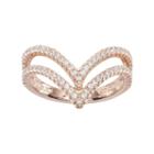 Fleur Cubic Zirconia Double Chevron Ring, Women's, Size: 8, Pink
