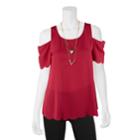 Junior's Iz Byer Scallop Edge Cold Shoulder Top, Teens, Size: Xs, Brt Pink