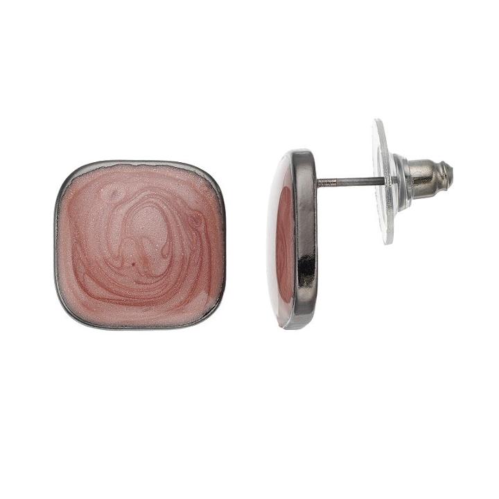 Red Swirling Square Nickel Free Drop Earrings, Women's, Dark Red