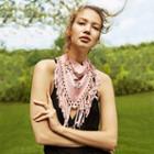 Madden Nyc Floral Laser Cut Faux-suede Fringed Scarf, Women's, Med Pink