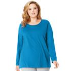 Plus Size Just My Size Long Sleeve Relaxed Crew Tee, Women's, Size: 2xl, Med Blue