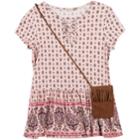 Girls 7-16 Speechless Printed Peplum Top & Purse Set, Size: Large, Red