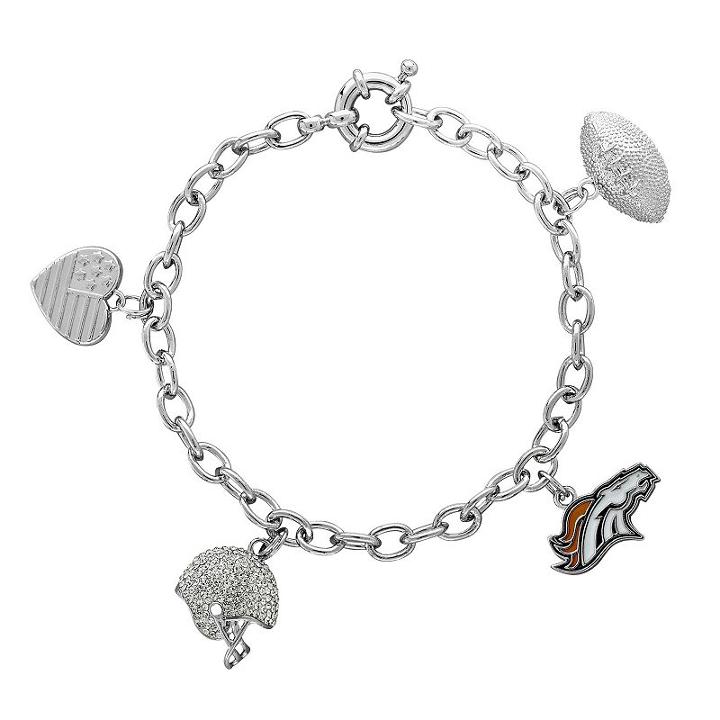 Denver Broncos Charm Bracelet, Women's, Size: 7.5, White