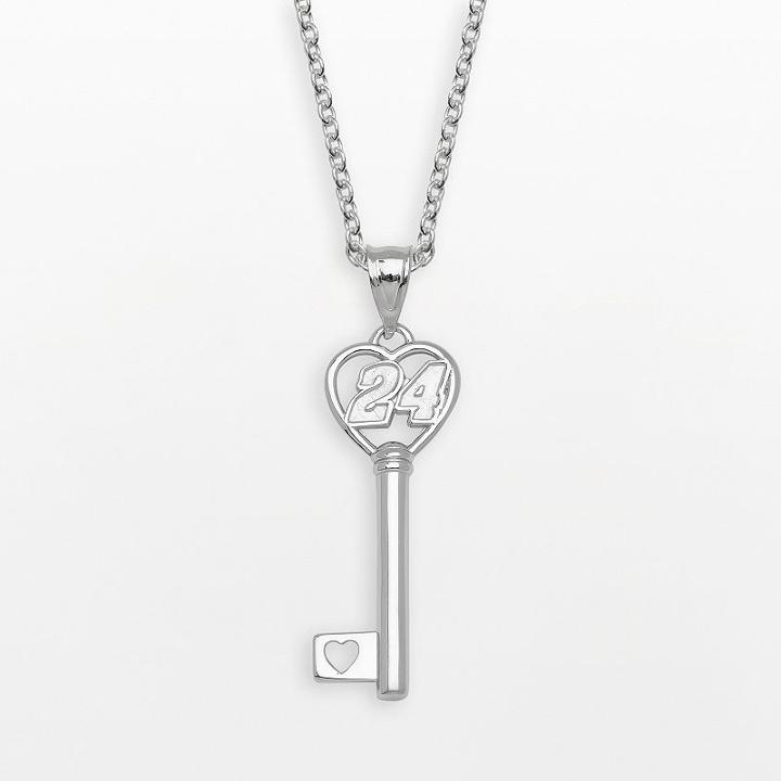 Insignia Collection Nascar Jeff Gordon Sterling Silver 24 Heart Key Pendant, Women's, Size: 18, Grey