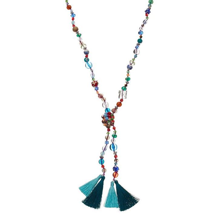 Dana Buchman Long Beaded & Knotted Tassel Necklace, Women's, Multicolor