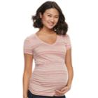 Maternity A:glow Essential Ruched V-neck Tee, Women's, Size: L-mat, Med Pink