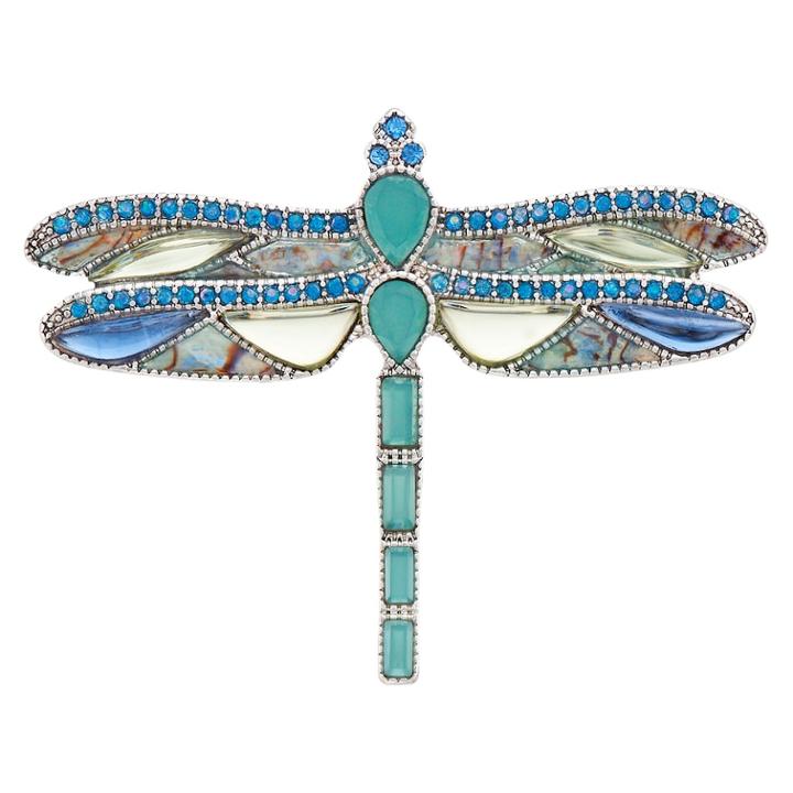 Napier Silver Tone Dragonfly Pin, Women's, Multicolor