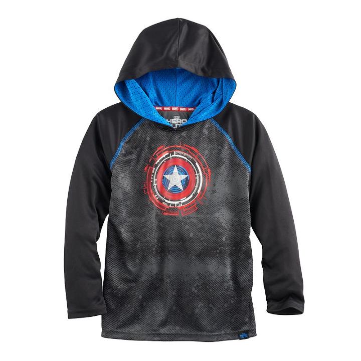 Boys 4-7x Marvel Hero Elite Series Captain America Collection For Kohl's Raglan Shield Hoodie, Size: 5, Oxford