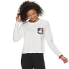 Disney's Mickey Mouse 90th Anniversary Juniors' Minnie Mouse Pocket Crop Top, Teens, Size: Large, White
