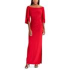 Women's Chaps Off-the-shoulder Evening Gown, Size: 4, Red