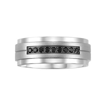 Lovemark Stainless Steel 1/5-ct. T.w. Black Diamond Men's Wedding Ring, Size: 9