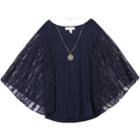 Girls 7-16 Speechless Lace Sleeves Circle Top & Necklace Set, Size: Large, Blue (navy)