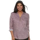 Juniors' Plus Size So&reg; Lace-up Utility Top, Teens, Size: 1xl, Lt Purple