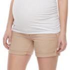 Maternity A:glow Belly Panel Cuffed Twill Shorts, Women's, Size: 10-mat, Med Beige