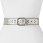 Women's Lee Floral Cutout Leather Belt, Size: Small, Silver
