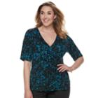 Plus Size Dana Buchman Wrap Top, Women's, Size: 1xl, Dark Blue