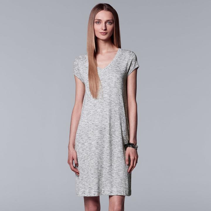 Women's Simply Vera Vera Wang Ribbed T-shirt Dress, Size: Large, Grey