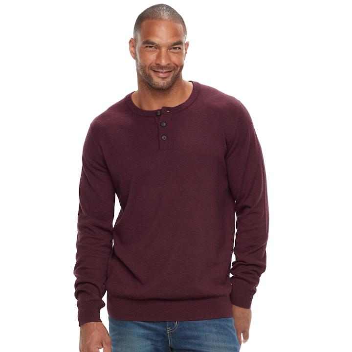 Big & Tall Sonoma Goods For Life&trade; Classic-fit Coolmax Henley, Men's, Size: 3xl Tall, Dark Red