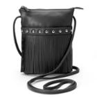 Ili Leather Fringe Crossbody Bag, Women's, Black