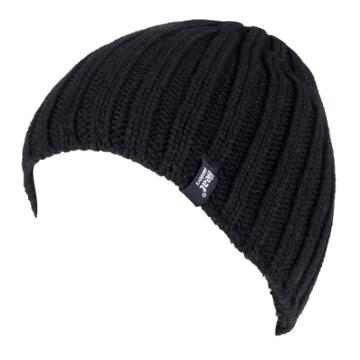 Men's Heat Holders Ribbed Knit Beanie, Black