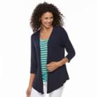 Petite Croft & Barrow&reg; Printed Mock-layer Cardigan, Women's, Size: L Petite, Blue